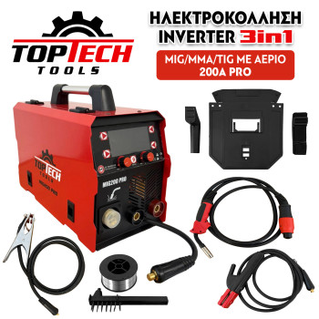 TOPTECH ΗΛΕΚΤΡΟΚΟΛΛΗΣΗ ΜΕ ΑΕΡΙΟ INVERTER MMA/MIG/TIG 200A PRO – 3 ΣΕ 1