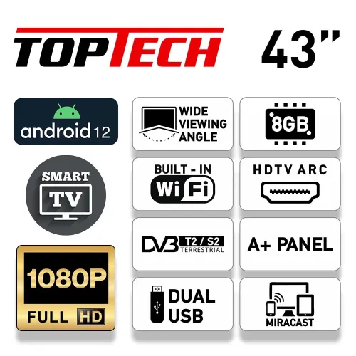 TopTech Android TV 43″ Full HD (2024)
