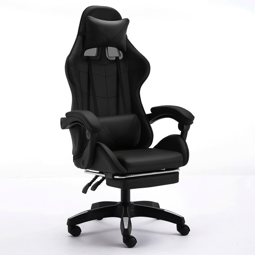 Καρέκλα γραφείου Gaming με ανάκληση και υποπόδιο σε μαύρο