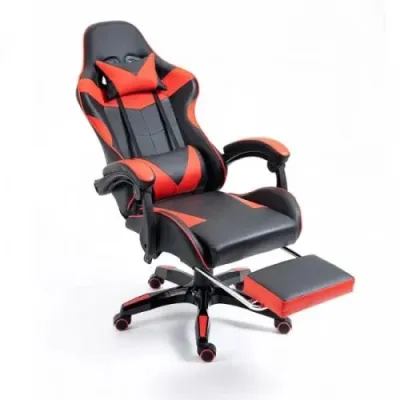 Καρέκλα γραφείου Gaming με ανάκληση και υποπόδιο σε μαύρο κόκκινο